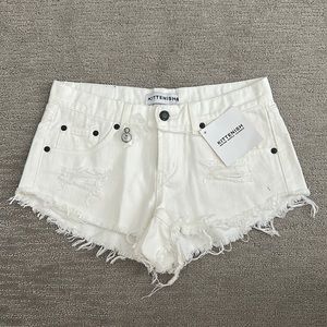 Kittenish White Shorts Denim